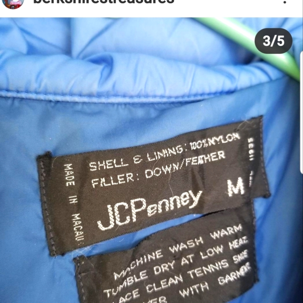 Vintage  Winter Down-Filled Puffer Vest JCP PENNEY snaps Medium OLD SCHOOL SKI - Picture 2 of 5